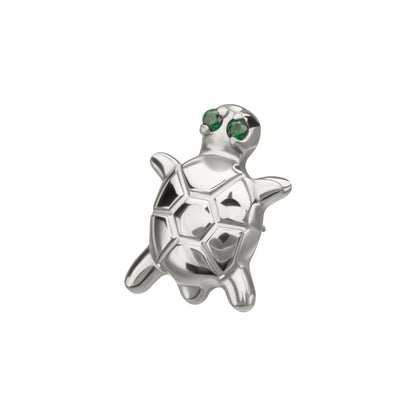 Titanium Threadless Turtle Top with Prong Set CZ Gem Eyes