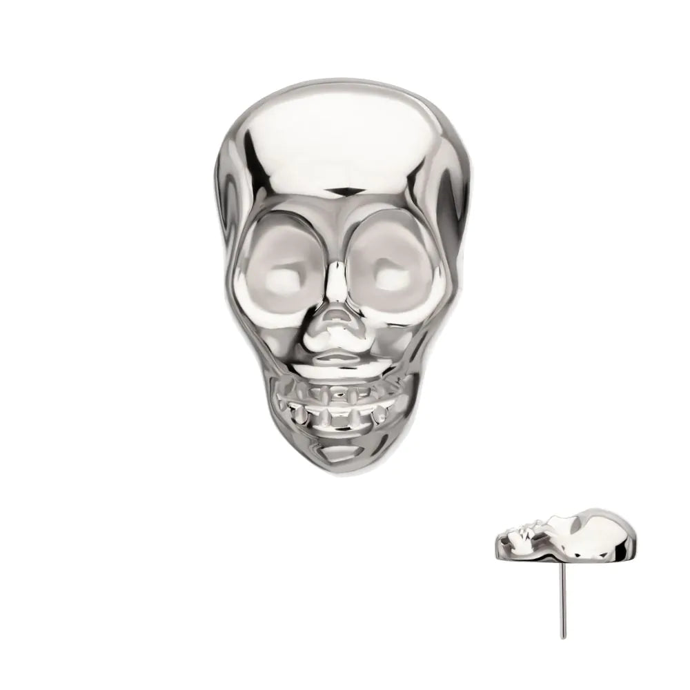Titanium Threadless 3D Skull Head Top