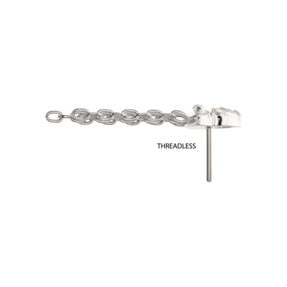 Titanium Threadless 3D UFO Gem Top with Small Chain Dangle