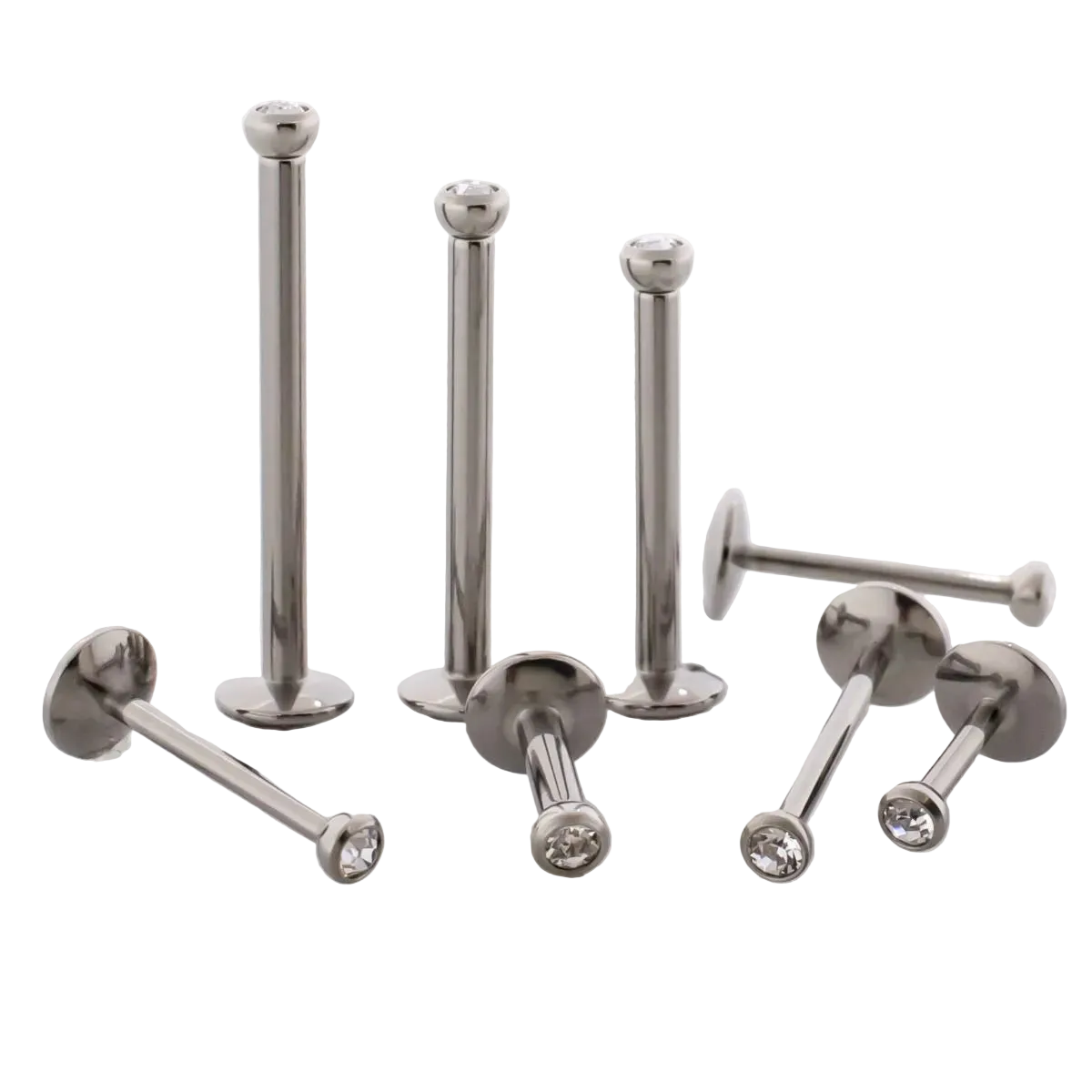 Titanium Internally Threaded Labret with Bezel Set Premium Crystal