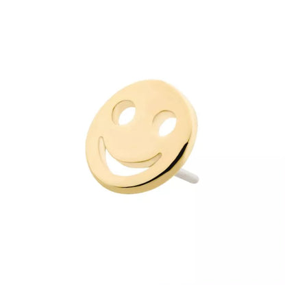 14Kt Gold Threadless with Cut Out Smiley Face Emoji Top