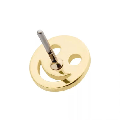 14Kt Gold Threadless with Cut Out Smiley Face Emoji Top