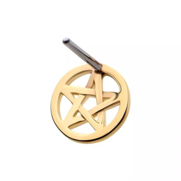 14Kt Gold Threadless with Pentagram Top