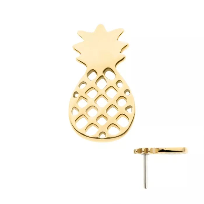 14Kt Yellow Gold Threadless Pineapple Top