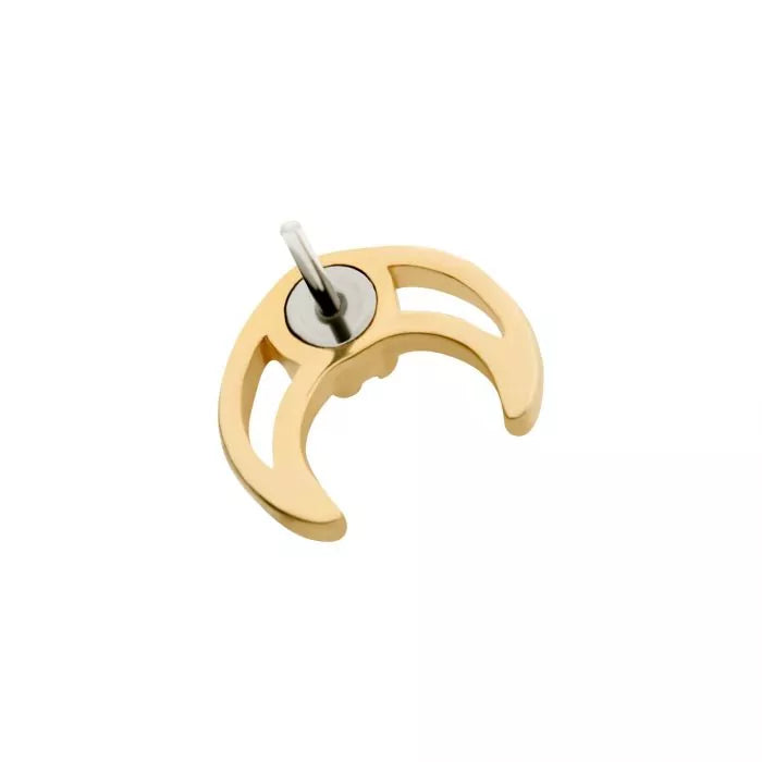 14Kt Yellow Gold Threadless with CZ/Opal Crescent Moon Top