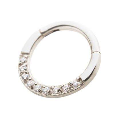 Full Clear CZ Eternity Gem Front Facing Hinged Segment Clicker