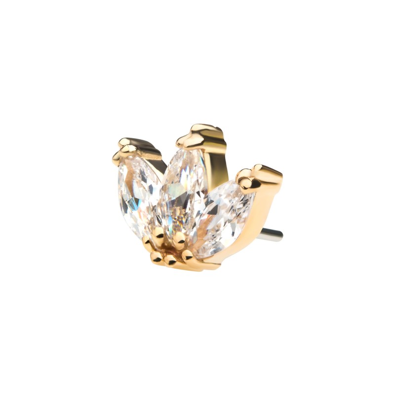 14k Yellow Gold Threadless 3-Prong Marquise